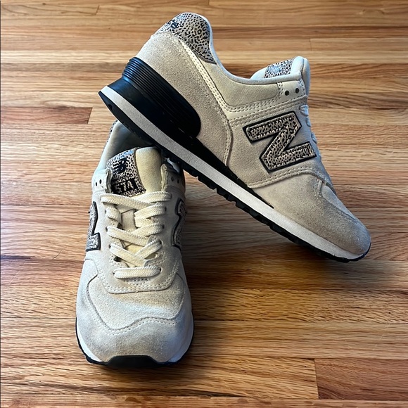 New Balance Shoes - New Balance 574 Cream and animal print Women's Shoes